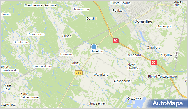 mapa Bednary, Bednary gmina Puszcza Mariańska na mapie Targeo